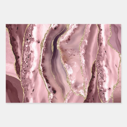 feuilles de papier d'emballage d'agate rose (Devant)