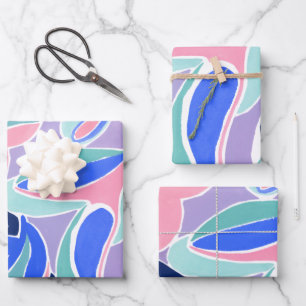 Feuilles de papier d'emballage d'art abstrait colo