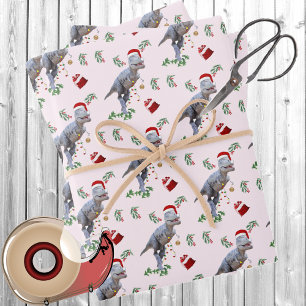 Feuilles de papier d'emballage de Noël de dinosaur