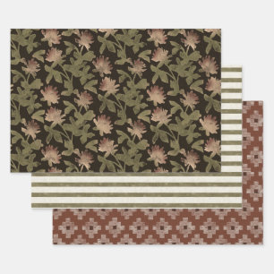 Feuilles de papier d'emballage de Noël vintage lun