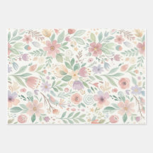 Feuilles de papier d'emballage en molleton floral