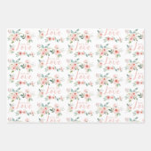 Feuilles de papier d'emballage Fleurs de rose aqua (Devant)