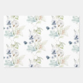 Feuilles de papier d'emballage floral aquarelle bl (Devant)