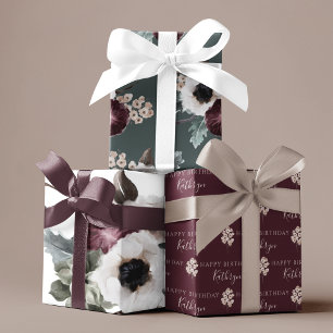 Feuilles de papier d'emballage floral aquarelle d'