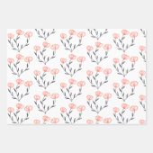 Feuilles de papier d'emballage floral orange et gr (Devant)