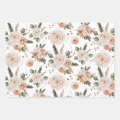 Feuilles de papier d'emballage floral pêche (Devant 2)