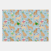 Feuilles de papier d'emballage or de Noël (Devant 3)