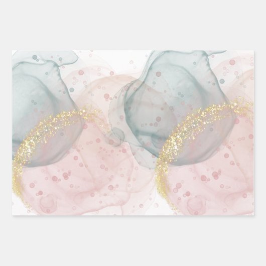 Feuilles de papier d'emballage Rose et vert (Devant)