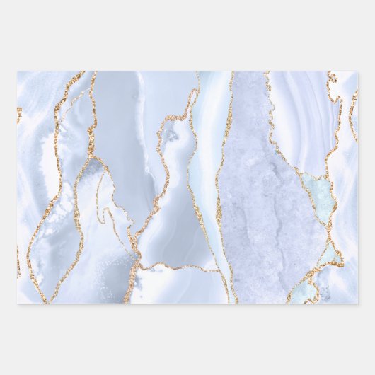 Feuilles de papier d'emballage turquoise bleu agat (Devant 2)