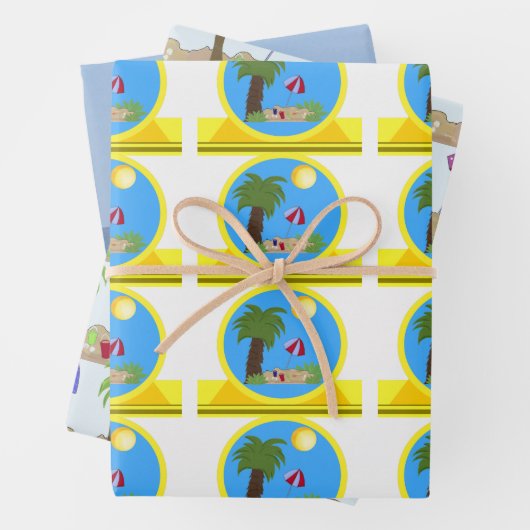 Feuilles de papier d'enrobage de plage et d'océan (En situation)