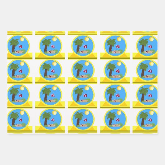 Feuilles de papier d'enrobage de plage et d'océan (Devant)