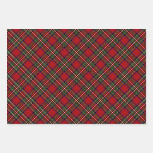 Feuilles de papier d'enrobage Diagonal Red Plaid (Devant 2)
