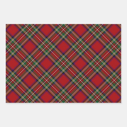 Feuilles de papier d'enrobage Diagonal Red Plaid (Devant)