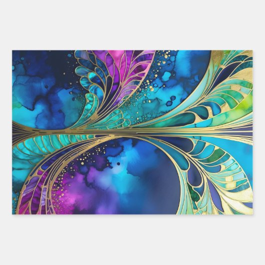 Feuilles de papier d'enveloppement Art déco coloré (Devant)