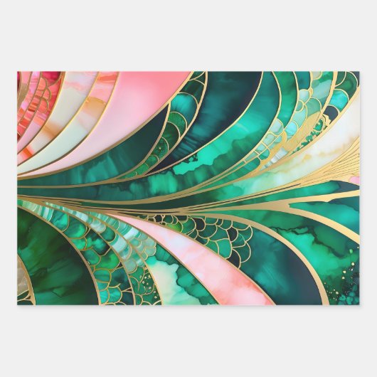Feuilles de papier d'enveloppement Art déco coloré (Devant)