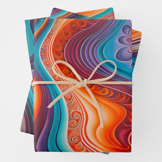 Feuilles de papier d'enveloppement coloré Psychede