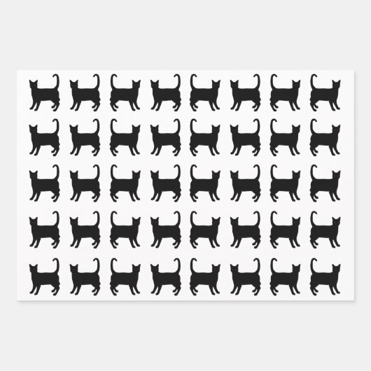 Feuilles de papier d'enveloppement de chats noirs (Devant)