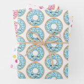 Feuilles de papier d'enveloppement de Donut bleu e (En situation)