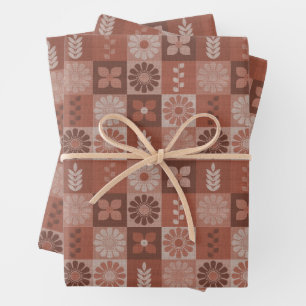 Feuilles de papier d'enveloppement de fleurs Brown