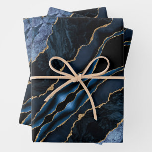 Feuilles de papier d'enveloppement de marbre bleu 