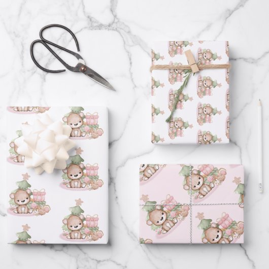 Feuilles de papier d'enveloppement de Noël mignonn (Recto)