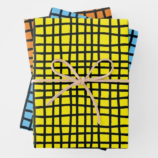 Feuilles de papier d'enveloppement de quadrillage (En situation)