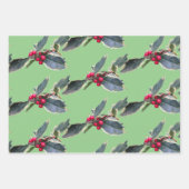 Feuilles de papier d'enveloppement Holly Christmas (Devant 2)
