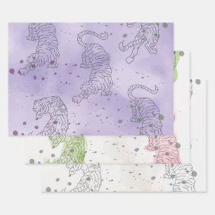 Feuilles de papier d'enveloppement motif d'aquarel