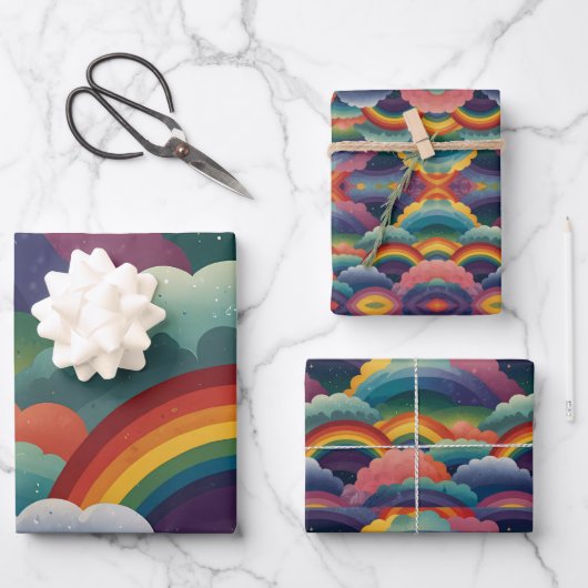 Feuilles de papier d'enveloppement Rainbows (Recto)
