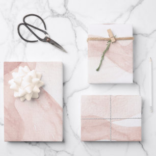 Feuilles de papier d'enveloppement rose aquarelle,
