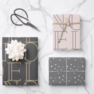 Feuilles de papier d'enveloppement rose NOEL moder