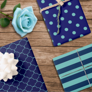 Feuilles de papier d'enveloppement Turquoise à mot