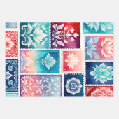 Feuilles de papier d'habillage d'art de timbre d'a (Devant 3)