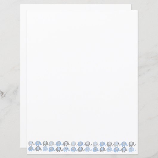 Feuilles de papier - Eléphants bleus et gris (Devant / Derrière)