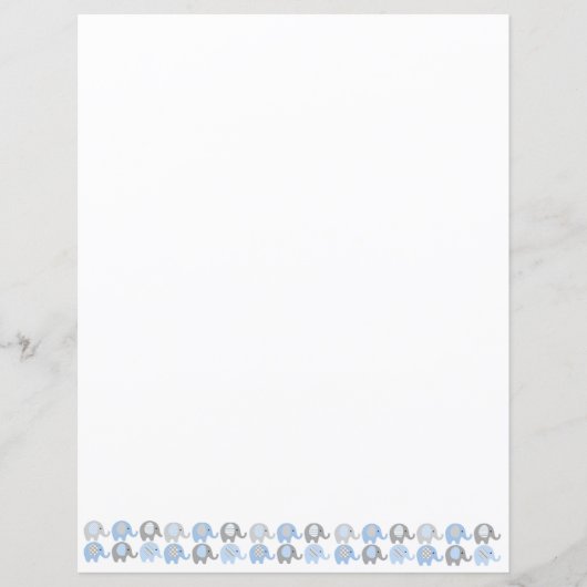 Feuilles de papier - Eléphants bleus et gris (Devant)