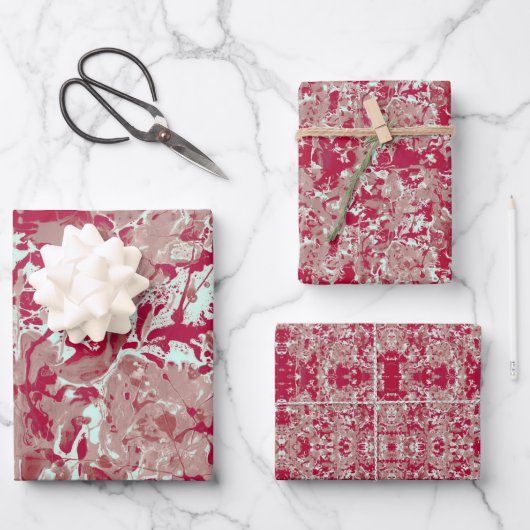 Feuilles de papier en marbre rouge + beige (Recto)