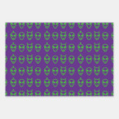 Feuilles de papier enveloppant Aliens verts néon (Devant 2)