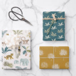 Feuilles de papier enveloppant Baby shower Jungle<br><div class="desc">Eléphants,  tigres,  singes et oiseaux à la flore colorée de la jungle</div>