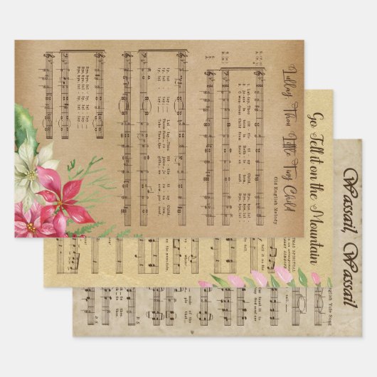 Feuilles de papier enveloppant de musique de Noël (Lot)