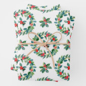 Feuilles de papier enveloppant motif de Noël (En situation)