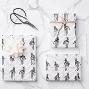 Feuilles de papier enveloppant Zebras