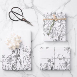 Feuilles de papier fleurs sauvages