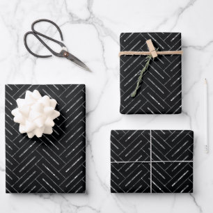 Feuilles de papier Motif en argent noir