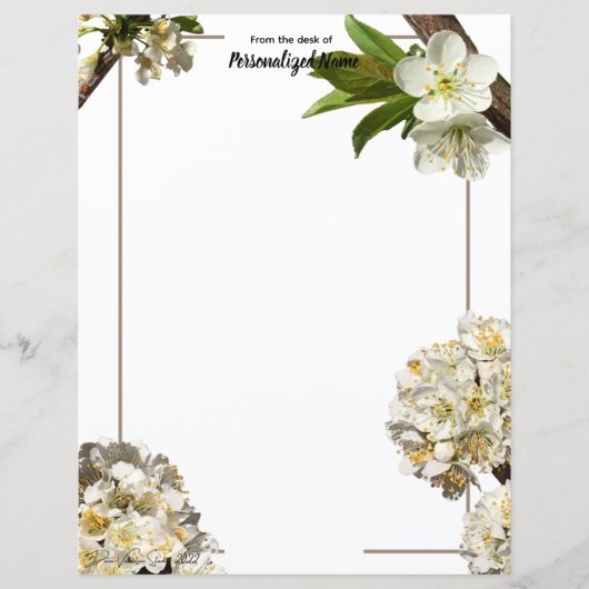 Feuilles de papier non alignées en fleurs de prune (Devant)