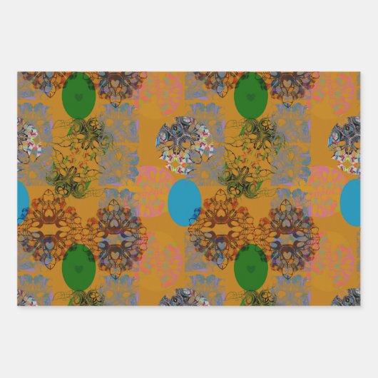 Feuilles de papier orange Brown bleu vert pour env (Devant)