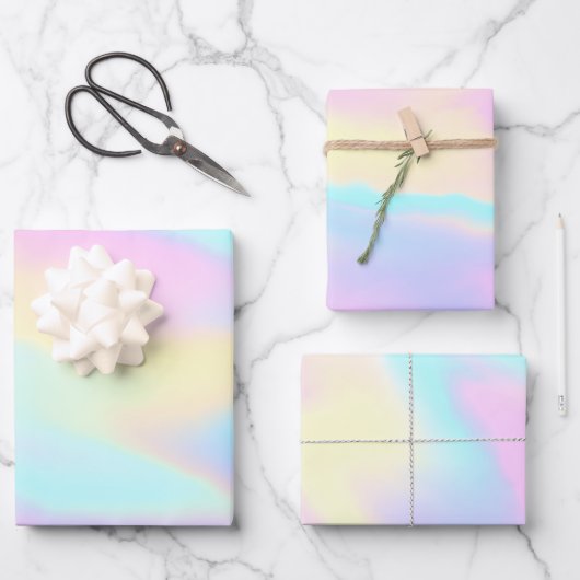 Feuilles de papier Pastel Holographique Arc-en-cie (Recto)