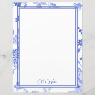 Feuilles de papier personnalisé bleu sur papier bl