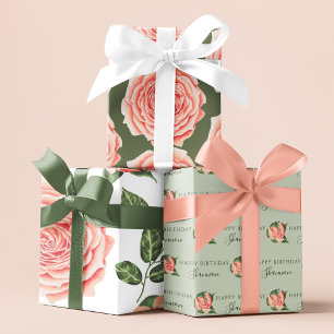 Feuilles de papier Rose d'enveloppement de pêche d