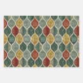 Feuilles de papier rouge, vert, or arabesque 3 env (Devant)