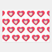 Feuilles de papier rouge violet de coeur Jeu de 3 (Devant 2)